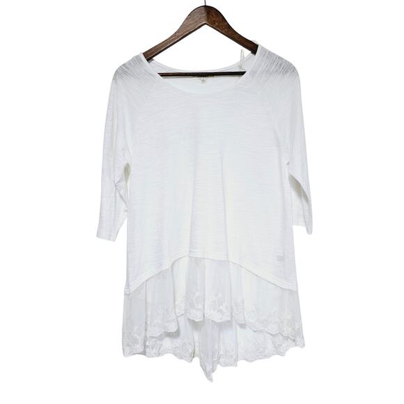 Umgee Tunic Top White Lace Neutral Wardrobe Staple Oversized Women's Size S - Picture 1 of 6